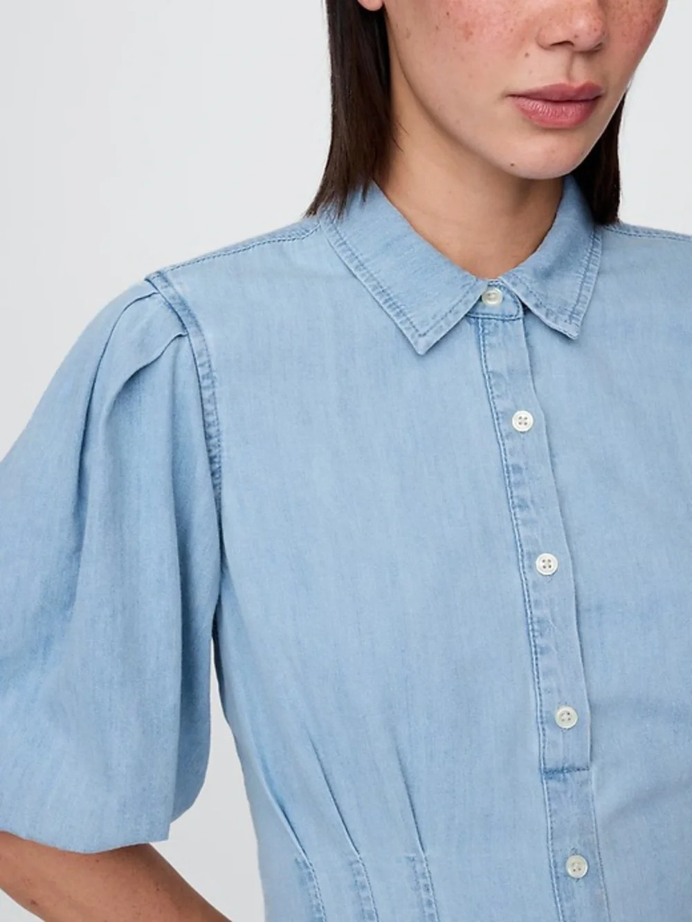 Gap Denim Bubble Mini Shirtdress - Picture 2 of 5